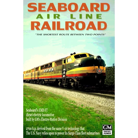 Seaboard Air Line Railroad Diesel Locomotive Train Poster Florida Art Print Home Decor Office Wall Art