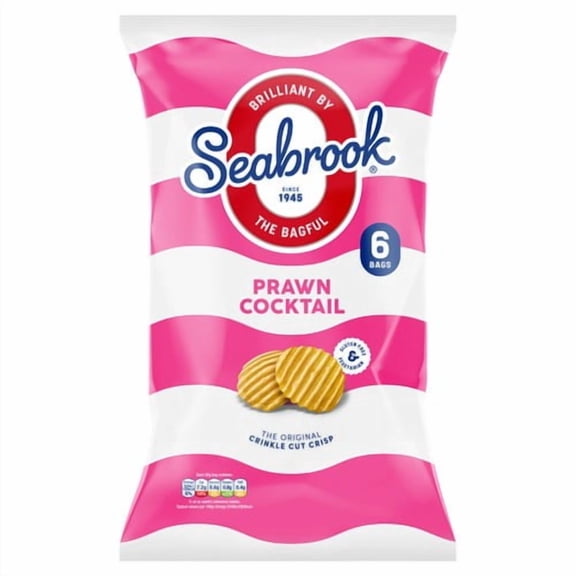 Seabrook Crinkle Cut Prawn Crisps 6 x 25g, British Import (Pack of 3)