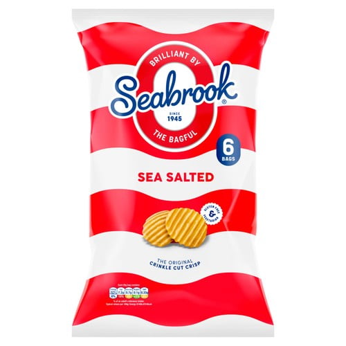 Seabrook Crinkle Cut Sea Salt Crisps 6 x 25g, British Import (Pack of 3)