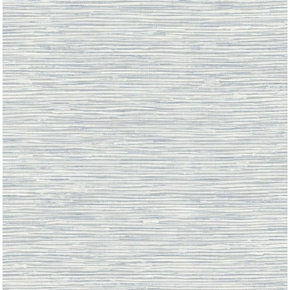 Seabrook Designs Dove Grey & Bluestone Southport Faux Grasscloth Prepasted Wallpaper