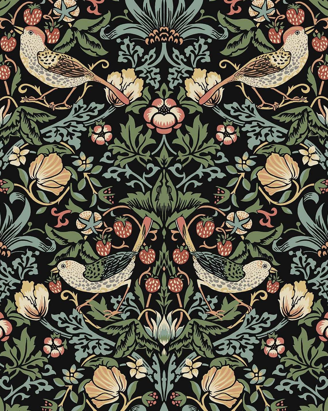 Seabrook Designs  Fragaria Garden Prepasted Wallpaper 20.5 in. W x 33 ft. L - Ebony