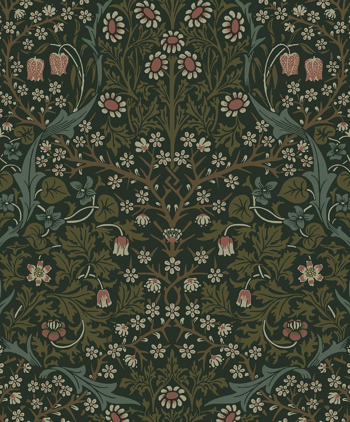 Seabrook Designs Greenery Victorian Garden Floral Prepasted Wallpaper - 20.9 in. W x 33 ft. Roll