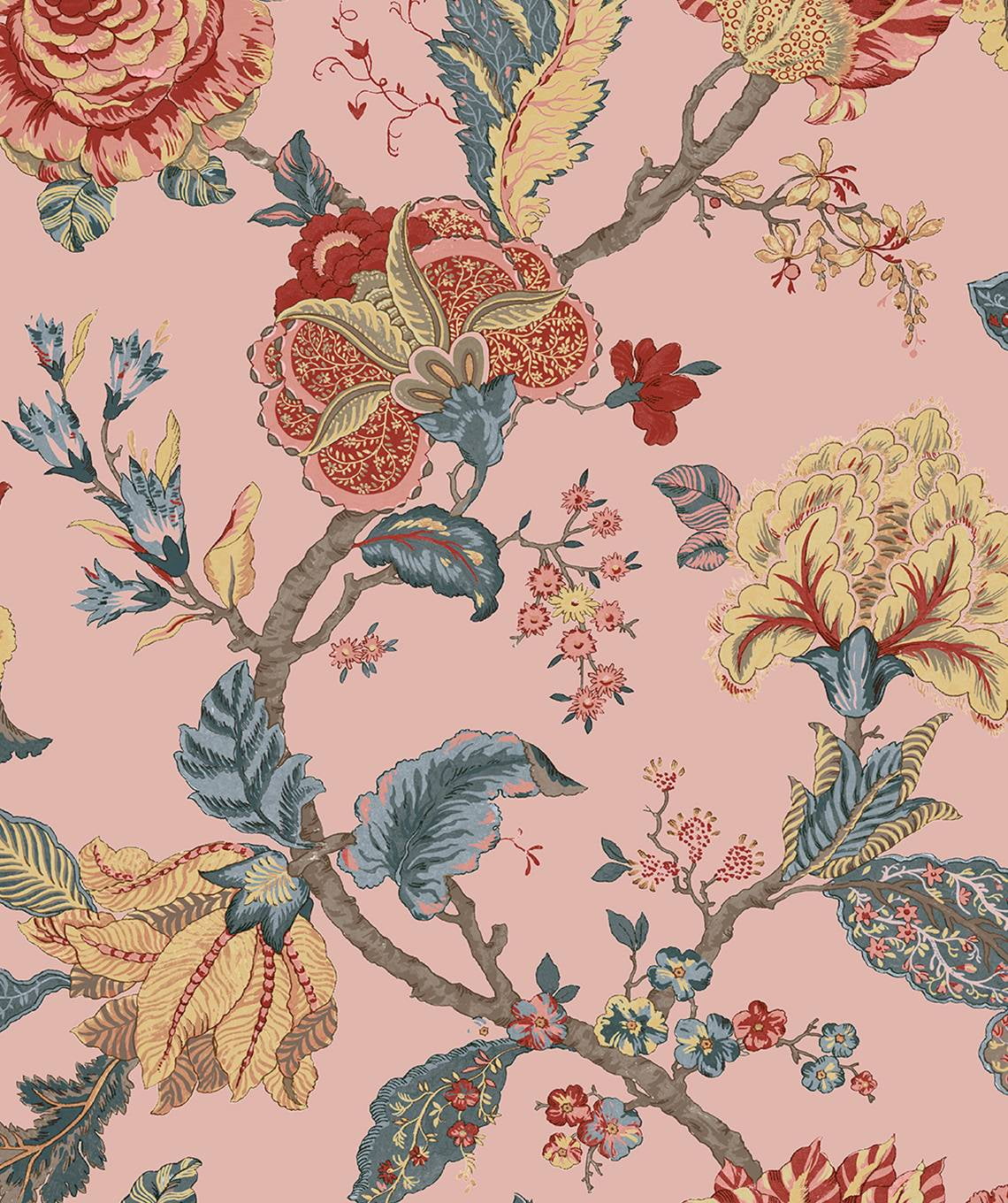 Seabrook Designs  Lana Jacobean Prepasted Wallpaper 20.5 in W x 33 ft. L - Blush