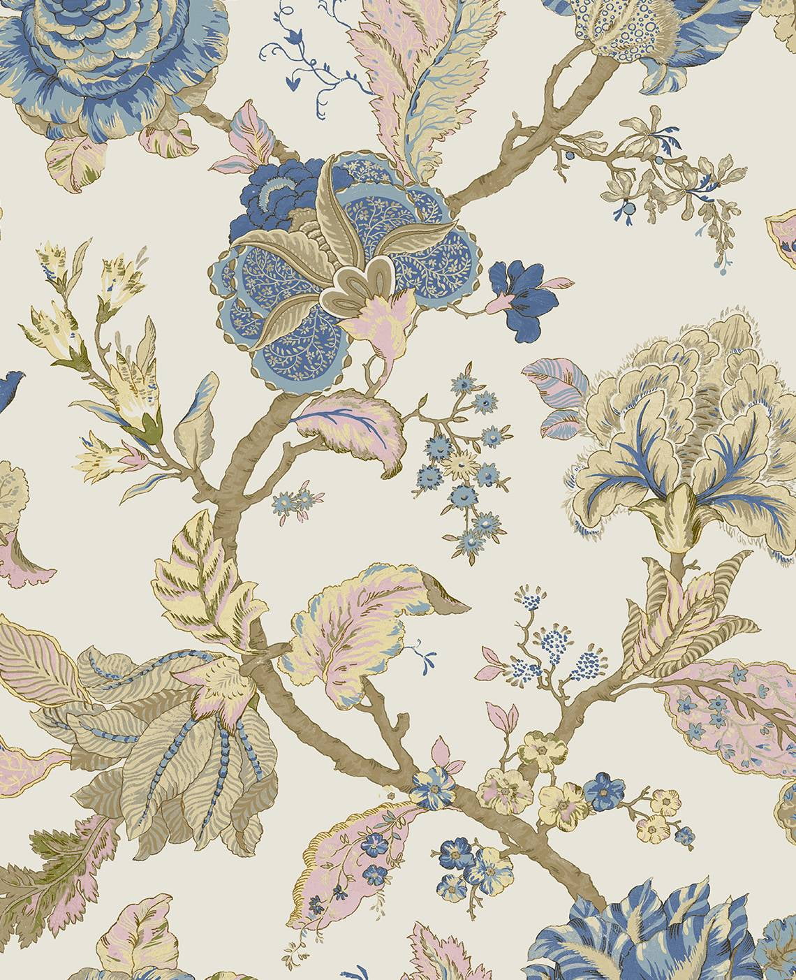 Seabrook Designs  Lana Jacobean Prepasted Wallpaper 20.5 in W x 33 ft. L - Parchment