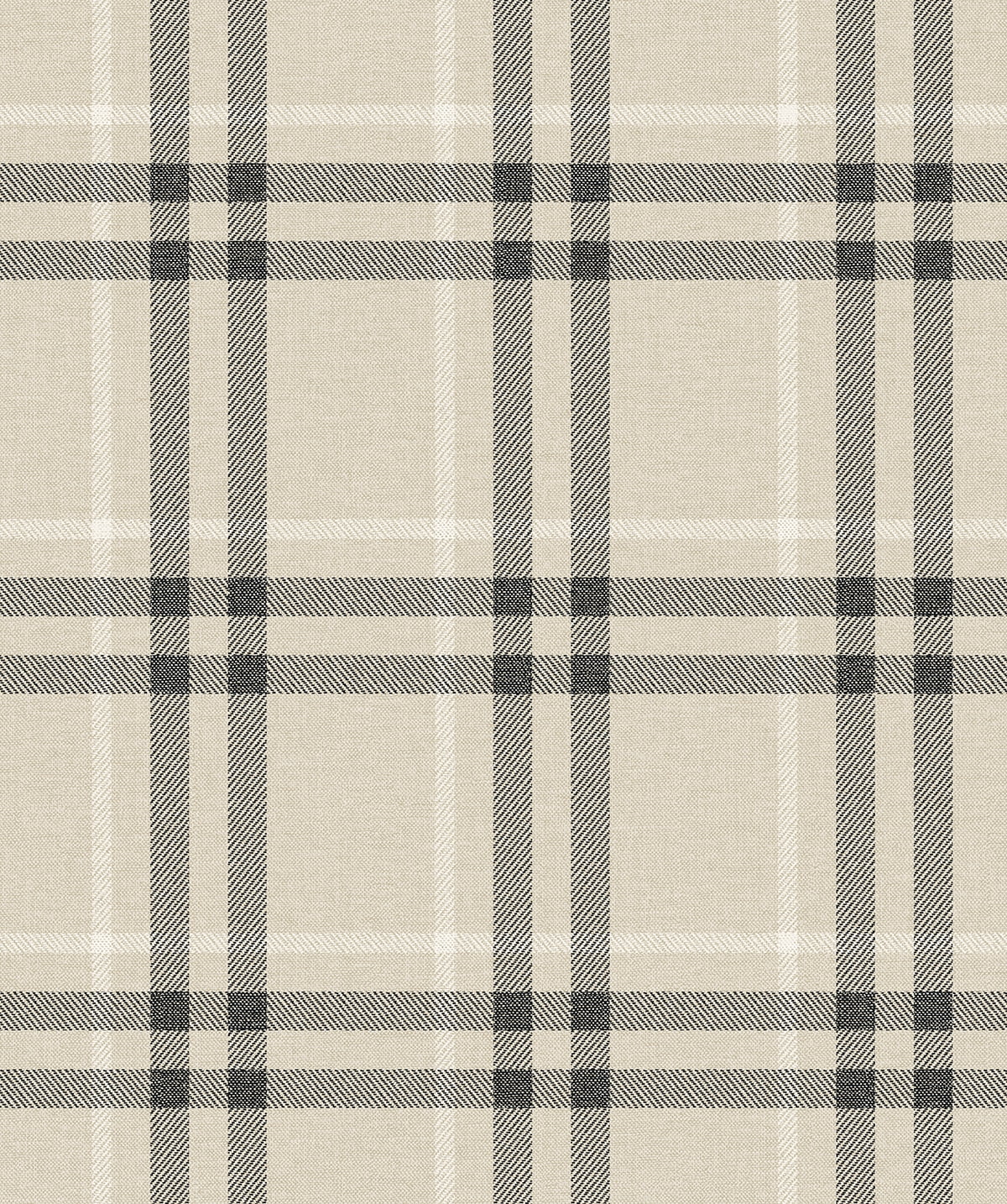 Seabrook Designs Linen & Ebony Calverlay Plaid Prepasted Wallpaper - 20.9 in. W x 33 ft. L Roll