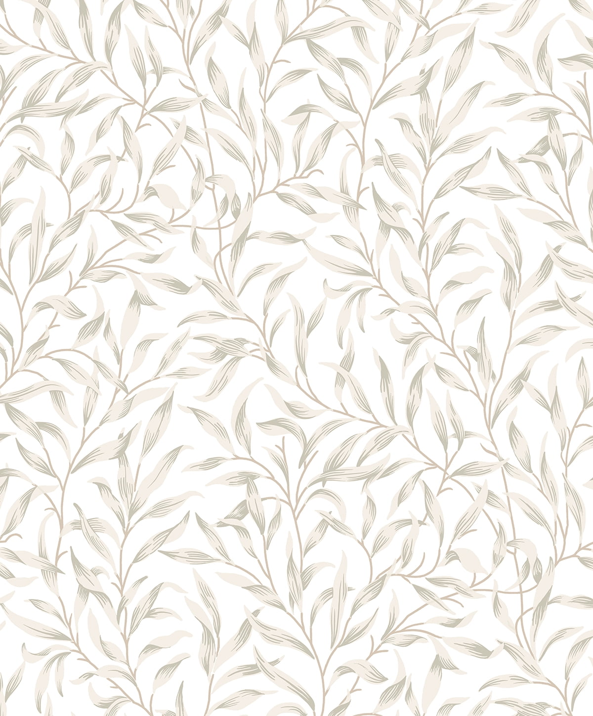 Seabrook Designs Neutral Willow Trail Prepasted Wallpaper - 20.9 in. W. x 33 ft. L. Roll