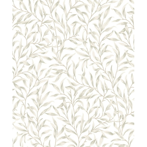 Seabrook Designs Neutral Willow Trail Prepasted Wallpaper - 20.9 in. W. x 33 ft. L. Roll