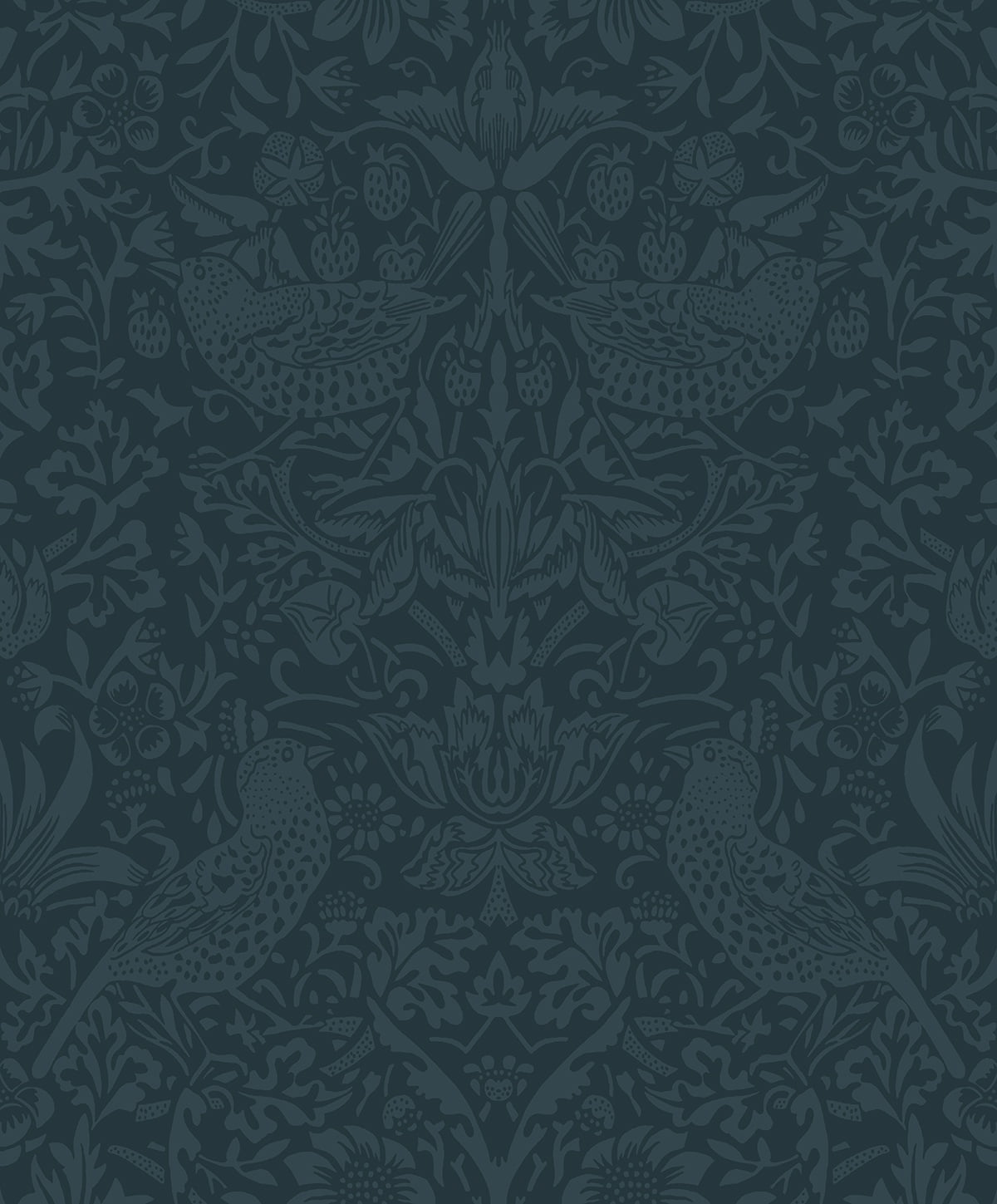 Seabrook Designs Slate Blue Tonal Bird Garden Prepasted Wallpaper - 20.9 in. W x 33 ft. L Roll