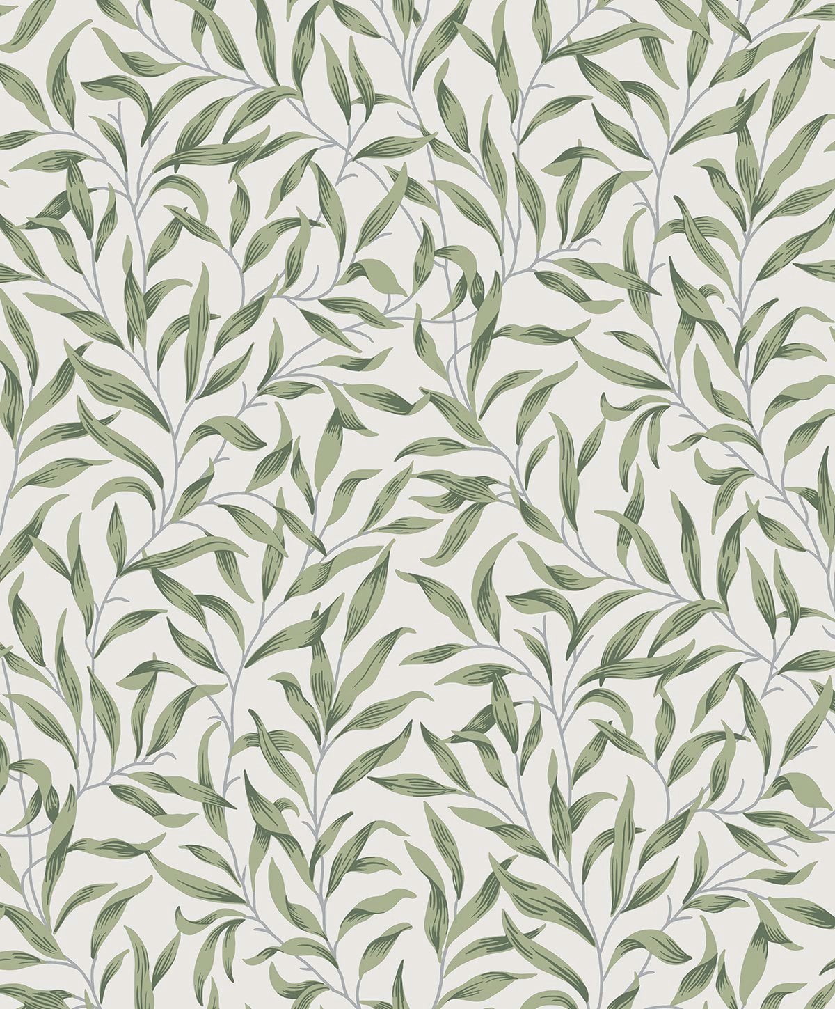 Seabrook Designs Sprig Green Willow Trail Prepasted Wallpaper - 20.9 in. W. x 33 ft. L. Roll