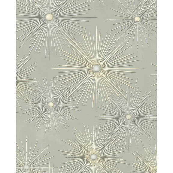 Seabrook Designs Starburst Geo Prepasted Wallpaper 20.5 in. W x 33 ft. L - Smoke