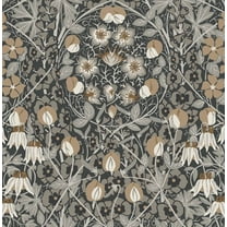 Seabrook Designs  Tulip Garden Prepasted Wallpaper - 20.5 in. W x 33 ft. L 20.5 in. W x 33 ft. L - Wrought Iron & Chamois