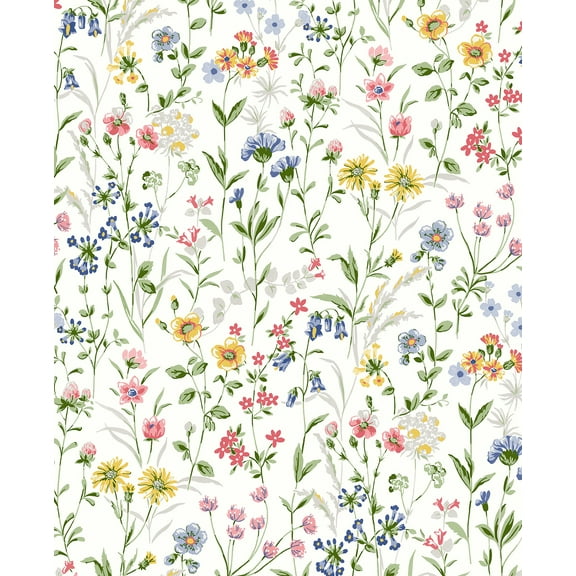 Seabrook Designs  Wildflowers Prepasted Wallpaper - 20.5 in. W x 33 ft. L