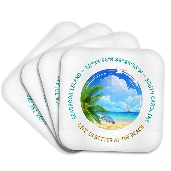 3drose, Seabrook Island, Charleston County, South Carolina Summer Travel Gift, Set of 4 Coasters - Soft