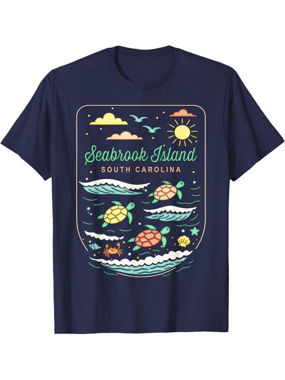 Seabrook Island SC Cute Beach Vacation Sea Turtle Lover T-Shirt, Vintage Birthday Gift