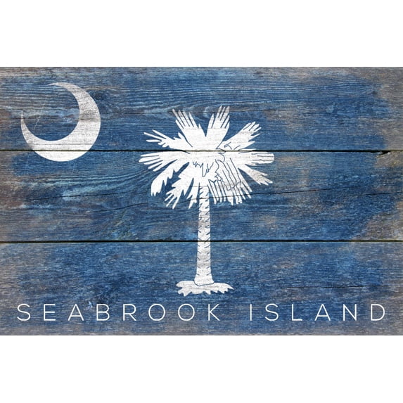 Seabrook Island, South Carolina, Rustic South Carolina State Flag (9x12 Wall Art Print, Home Decor)