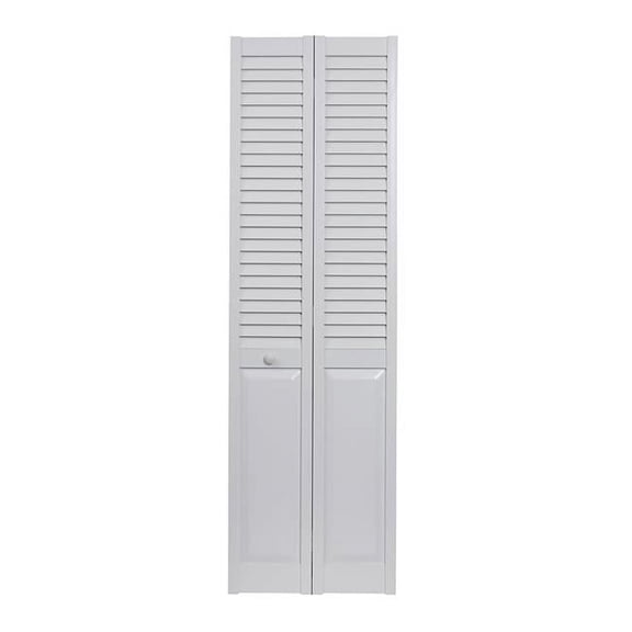 Seabrooke Louver/Panel 24" x 80" White Vinyl Bifold Door
