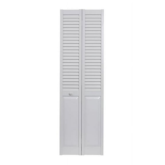 Seabrooke Louver/Panel 32" x 80" White Vinyl Bifold Door