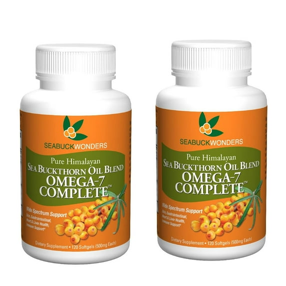 Seabuck Wonders Sea Buckthorn Oil Blend Omega-7 Complete 500 mg, 120 Softgels-2 Pack