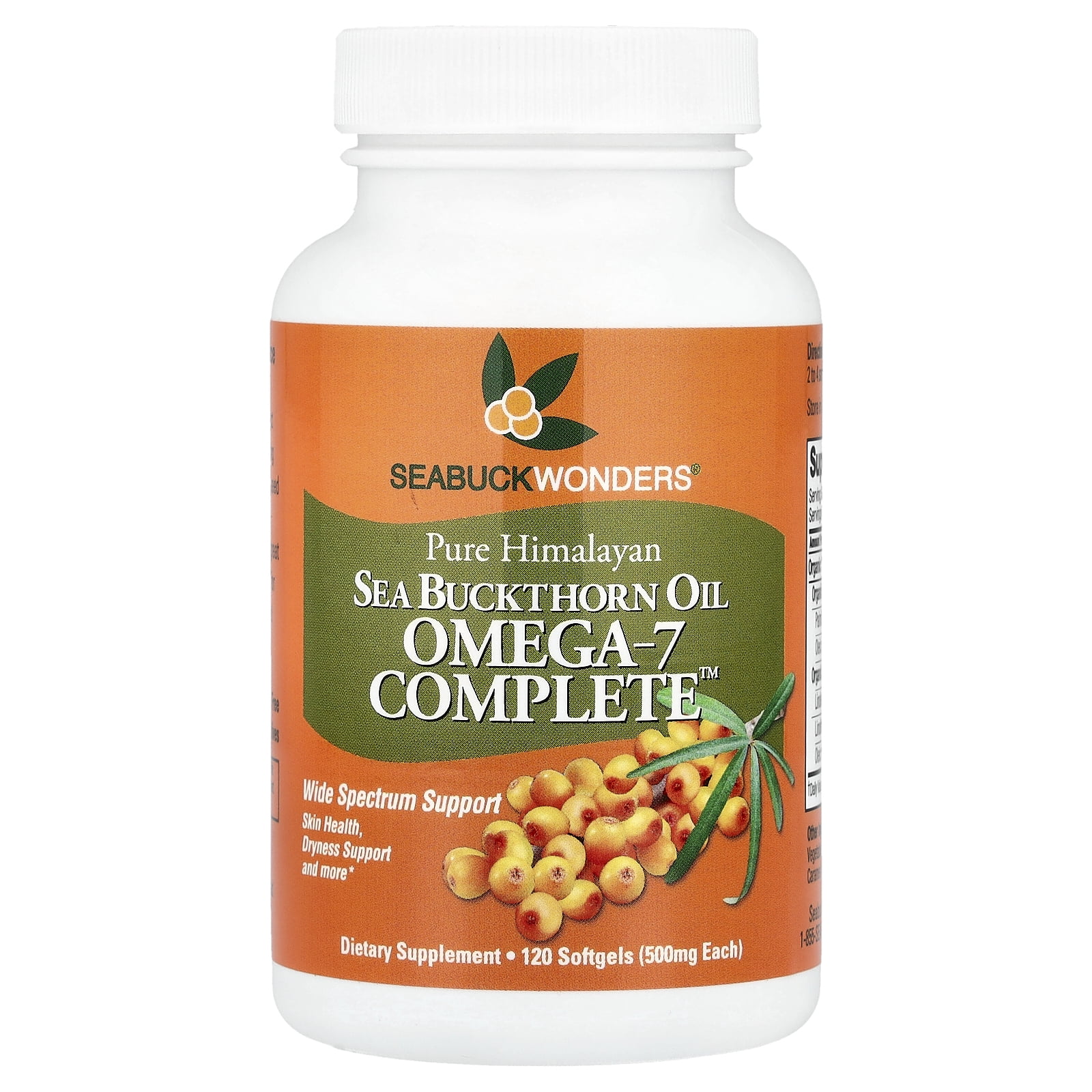 SeaBuckWonders Sea Buckthorn Oil Blend, Omega-7 Complete, 500 mg, 120 Softgels