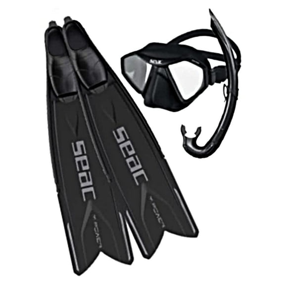 Seac  Set Tris Motus Pro Long Fins (4.5-5.5 US/ 36-38 EU, Black)