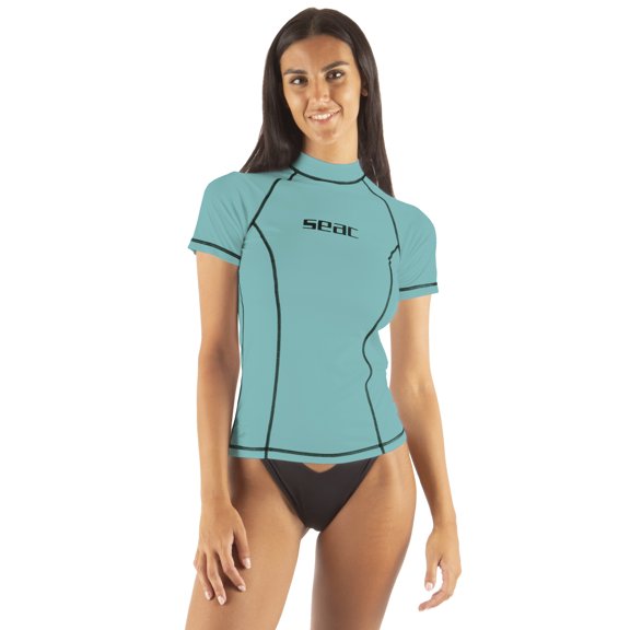 Seac T-Sun Short Lady, Rash Guard for Swimming, Surfing, Diving, UV protection (Tiffany, Large)