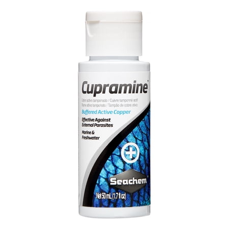 Seachem Cupramine Buffered Active Copper Fish & Aquatic Life Marine & Freshwater Treatment, 1.2 Oz
