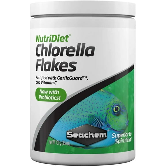 Seachem NutriDiet Chlorella Fish Flakes - Natural Probiotic Formula 3.5-Ounce