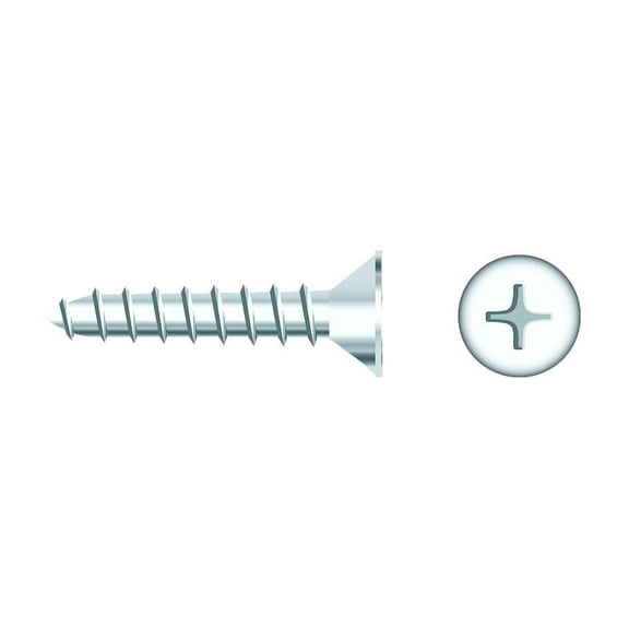 Seachoice 01786 Chrome Plated SS Phillips Tapping Screw - Flat Head, #6 x 1"