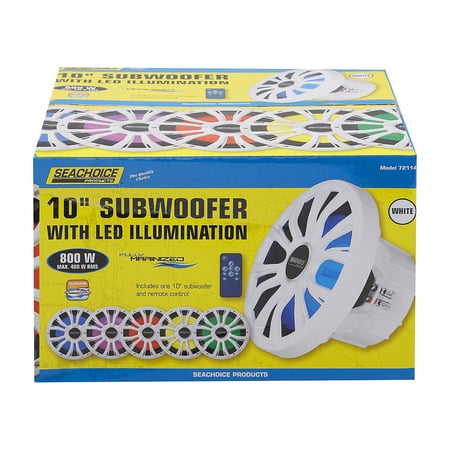 Seachoice 10" 800W White Marine Subwoofer with LED Illumination