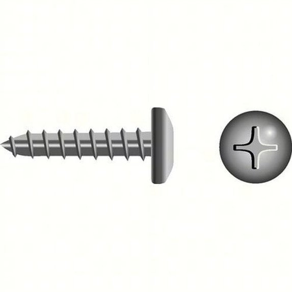 Seachoice #2 X 1/2 Phillips Head Pan Sheet Metal Screw, Stainless Steel, 100/Bag