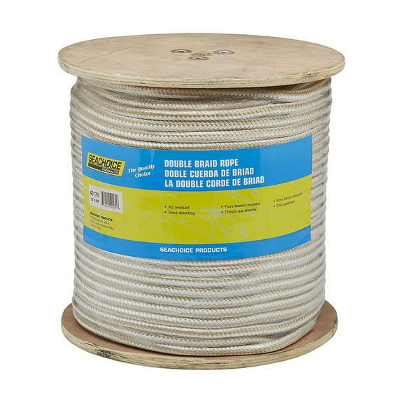 Seachoice 40170 Gold/White Double Braid Dock Line, Anchor Line, 1/2 inch X 600 ft