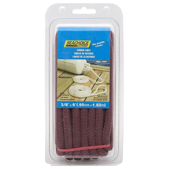 Seachoice 40981 fender line burg brd 3/8inx6ft