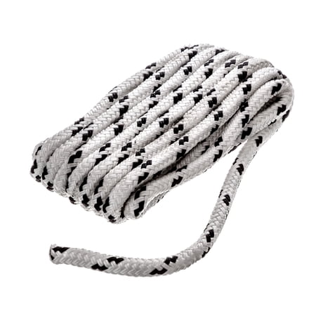 Seachoice 42401 Double Braided Dock Rope for Boating - 100% MFP Dock Line, ?-Inch x 15 Feet, White with Black Tracer