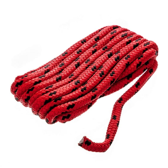 Seachoice 42421 Double Braided Dock Rope for Boating - 100% MFP Dock Line, ⅜-Inch x 15 Feet, Red with Black Tracer