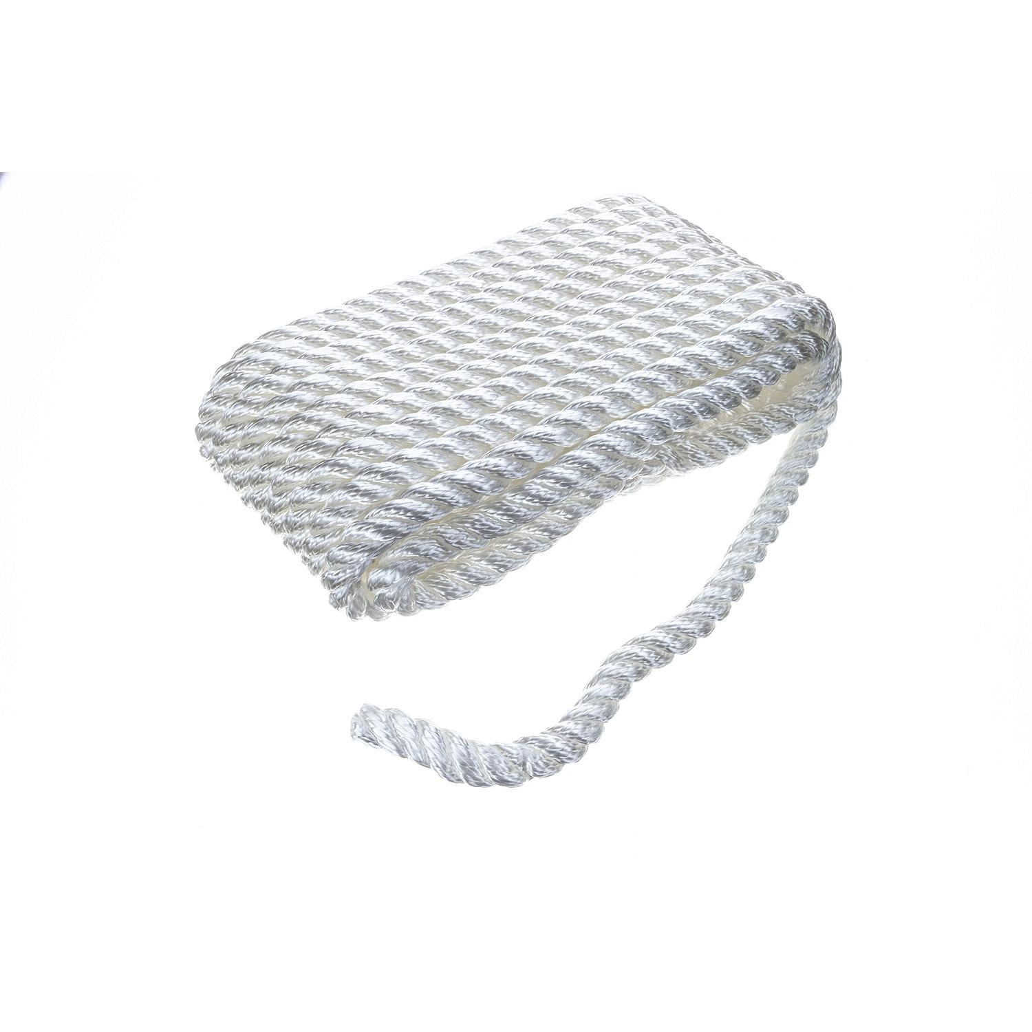 Seachoice 42571 3-Strand Twisted Nylon Dock Line, White