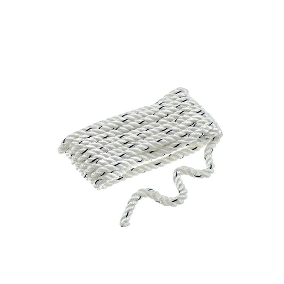 Seachoice 47501 Premium 3-Strand Twisted Nylon Dock Line With Tracer, White w/Blue Tracer, 3/8-Inch x 10 Feet, 10-Inch Eye Splice