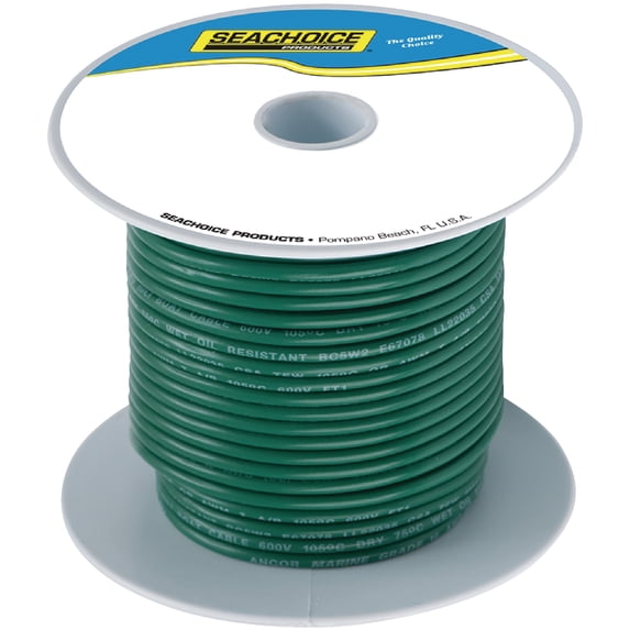 Seachoice 63056 Tinned Copper Marine Wire, 8 AWG, Green, 100 Ft. Boat Accessory