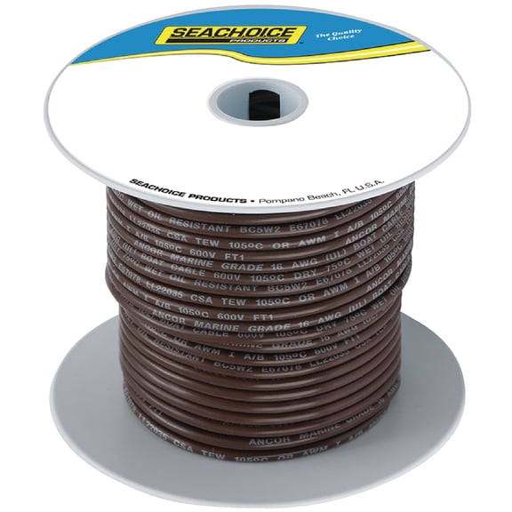 Seachoice 63073 Tinned Copper Marine Wire, 10 AWG, Brown, 100 Ft. Boat Accessory