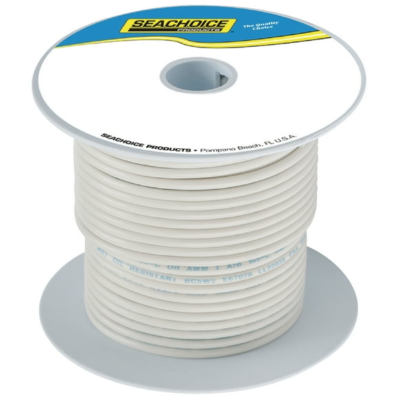 Seachoice 63109 Tinned Copper Marine Wire, 14 AWG, White, 100 Ft. Boat Accessory