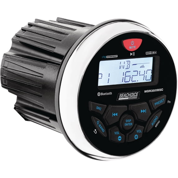 Seachoice 72104 Bluetooth® In-Dash Marine Gauge Stereo, Round Face