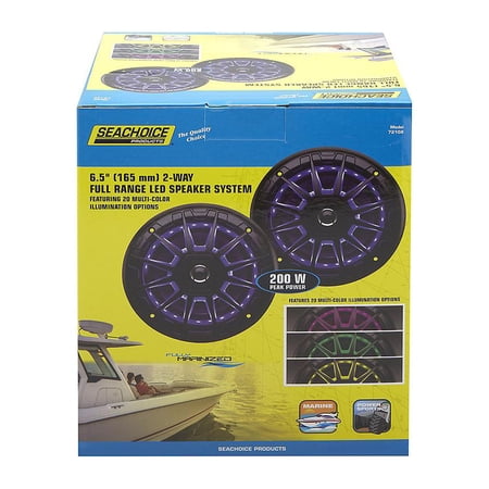 Seachoice 72108 6-1/2" 2-Way Full Range Speakers with LED Lights