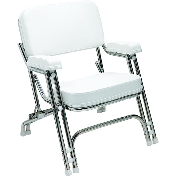 Seachoice 78503 – Folding Deck Chair, Aluminum, White