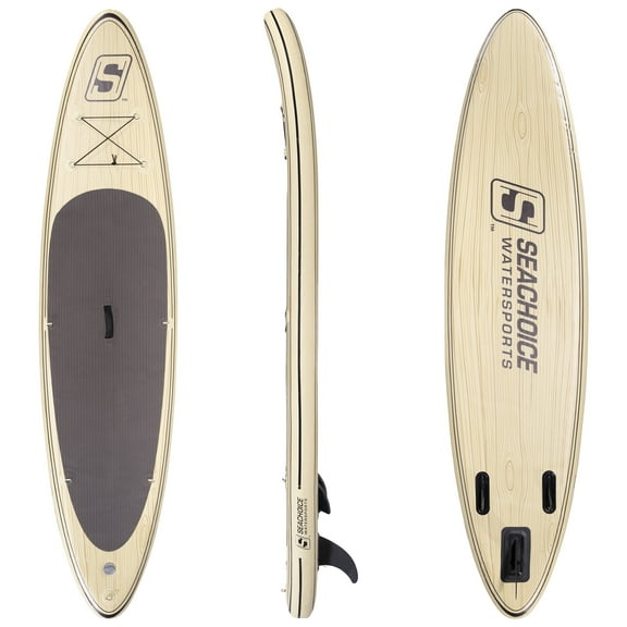 Seachoice 86949 Inflatable Stand-Up Paddle Board Kit - Woodgrain, 10'6"