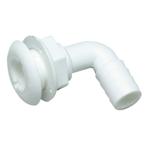 Seachoice 90 Degree Plastic Thru-Hull, 1 Nut Application, White