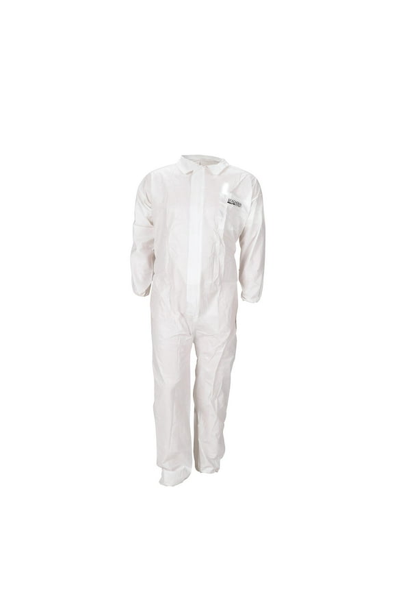 93171 Microporous Coveralls White Disposable Size Large With Collar