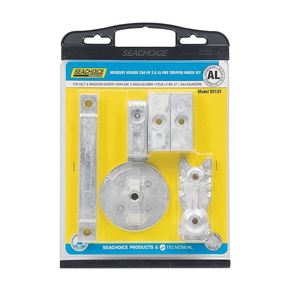 Seachoice Aluminum Anode Kit For Mercury Verado 350 2.6 L6 Pro Torpedo