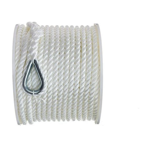 Seachoice Anchor Line Rope, 3-Strand Twisted, White, Nylon, 3/8 In. X 150 Ft.