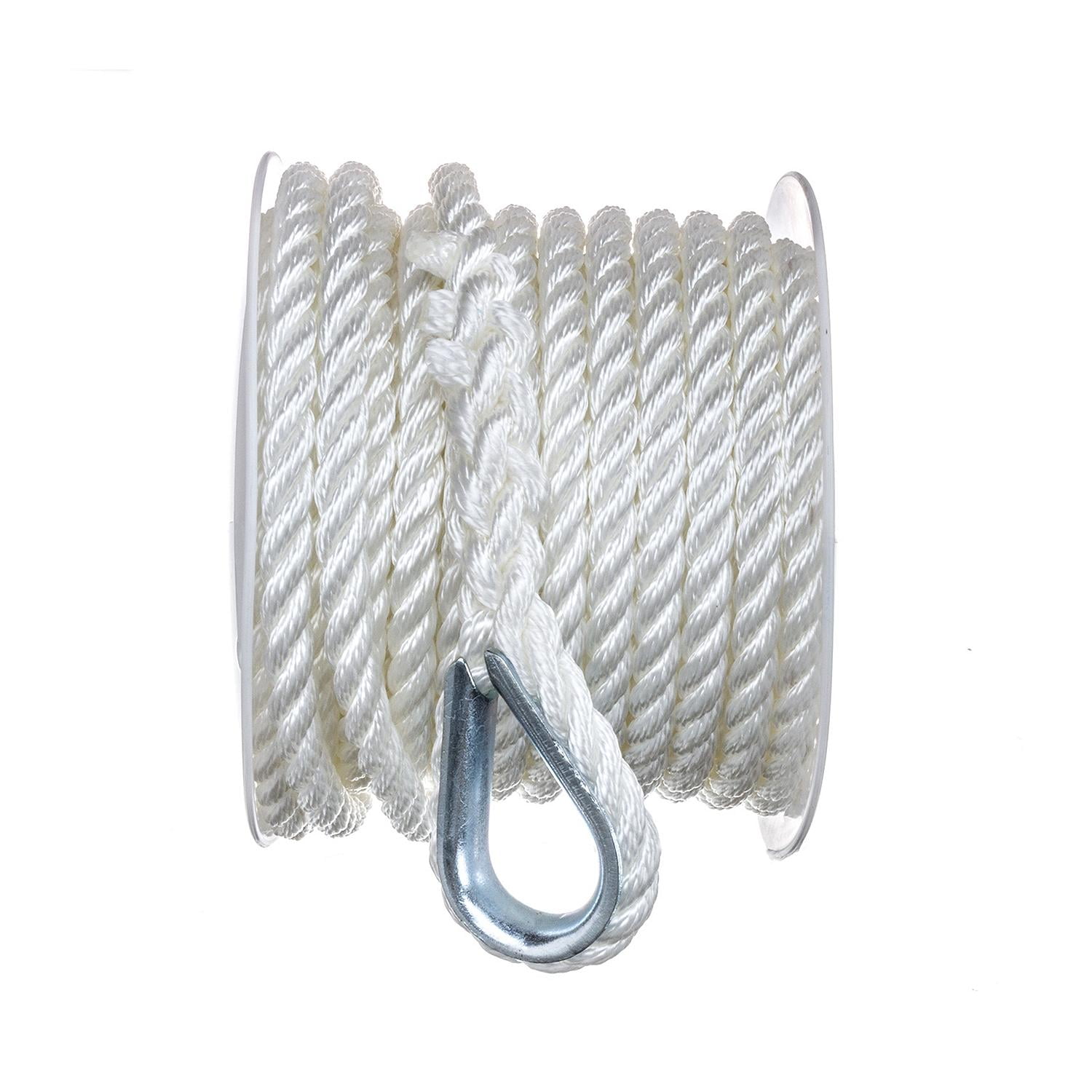 Seachoice Anchor Line Rope, 3-Strand Twisted, White, Nylon, 3/8 In. X 50 Ft.