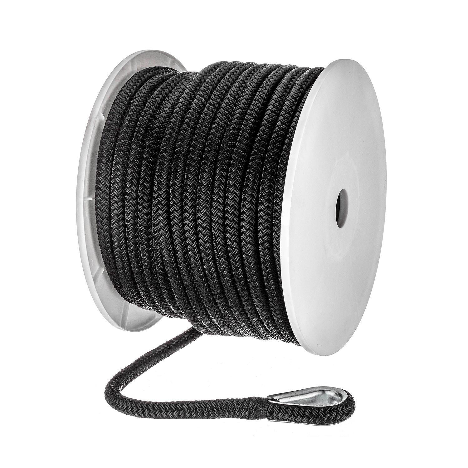 Seachoice Boat Anchor Rope, DoubleBraid, Nylon, Achor Line, 1/2 In. X 150 Ft., Black