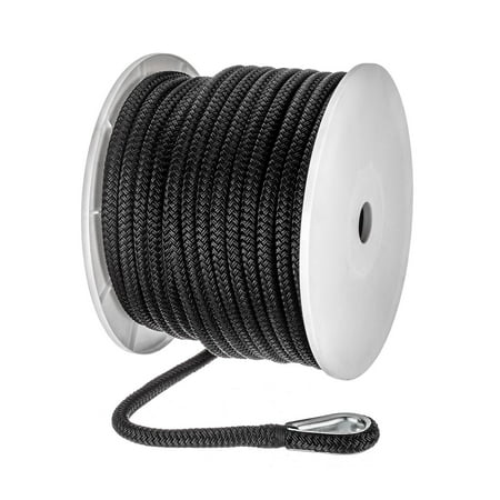 Seachoice Boat Anchor Rope, Double-Braid, Nylon, Achor Line, 1/2 In. X 150 Ft., Black